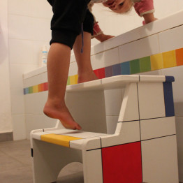 Personalized Custom Step Stool - Mondrian style