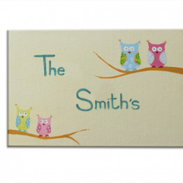 Personalized door sign, Family custom made door sign -owls and stars front door sign