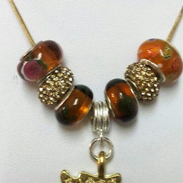 Pandora Style Necklace Murano Glass with Chai