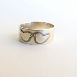  Dove Wedding Band - Love Birds Ring 