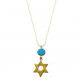 Gold filled chain combined with Star of David pendant & round Swarovski turquoise crystals 24k gold plated pendant necklace, Gift Necklace, Jewelry Necklace, Necklace Mother Gift, Unique Jewelry, Jewelry Gifts, Necklace Jewelry