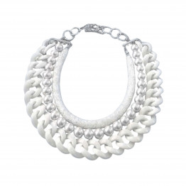 White multi strand Unique necklace | Plastic chain necklace | Pearls necklace | Women's necklace | Statement Jewelry | Handmade necklace