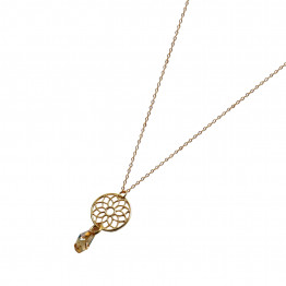  1 micron gold chain & 24k gold plated round "dream catcher" pendant, Swarovski crystal necklace, Gift Necklace, Jewelry Necklace, Necklace Mother Gift, Unique Jewelry, Jewelry Gifts, Necklace Jewelry