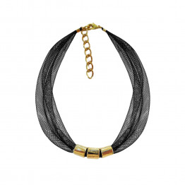 24k gold plated metal beads necklace | Mesh tube necklace | Women's necklace | Statement Jewelry | Unique Jewelry