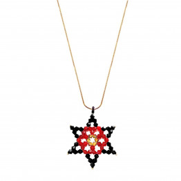 gold filled 14K chain & Red, Black ,Gold Star of David crystals pendant, Gift Necklace, Jewelry Necklace, Necklace Mother Gift, Unique Jewelry, Jewelry Gifts, Necklace Jewelry
