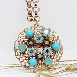 Rose Gold Star Of David Necklace, Around Pendant, Jewish Jewelry, Star Of David Jewelry, Turquoise And Brown Necklace,Judaica, Big Necklace
