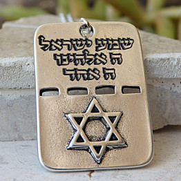 Tradition Hebrew Necklace, Shema Israel Pendant, Dog Tags For Men, Jewish Jewelry, Verses Torah,Army Necklace,Silver Star Of David Necklace