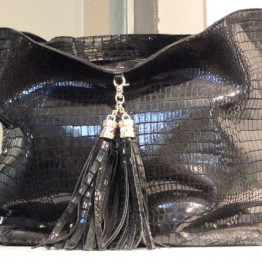 Women's Black leather handbag. Leather tote. Black leather purse. Snake leather tote with zipper. Ladies tote. Shoulder leather black bag.