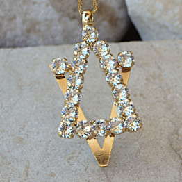 Big Star of David Necklace With Clear 