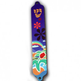 Young at heart mezuzah case-Rainbow/tulip- The perfect new baby gift, a unique baby shower gift idea, or a special gift for the new parent-H,
