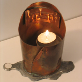 Memorial candle container, unique decorative hand crafted copper 