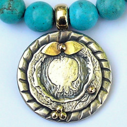 L'shanah Tova Pomegranate necklace Judaica jewelry Kabbalah jewelry Jewish jewelry Israeli art Made in Israel jewelry