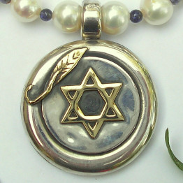  Star of David necklace Blue and white womens 