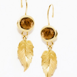 14 k Gold Leaf Dangling Earrings